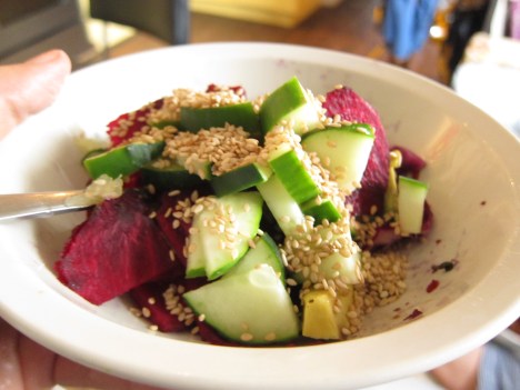 darling house cucmber raw beet and sesame salad