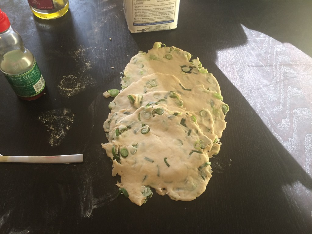 Green garlic pancakes